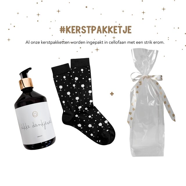 Kerstpakket | Handzeep en sokken | In cellofaan