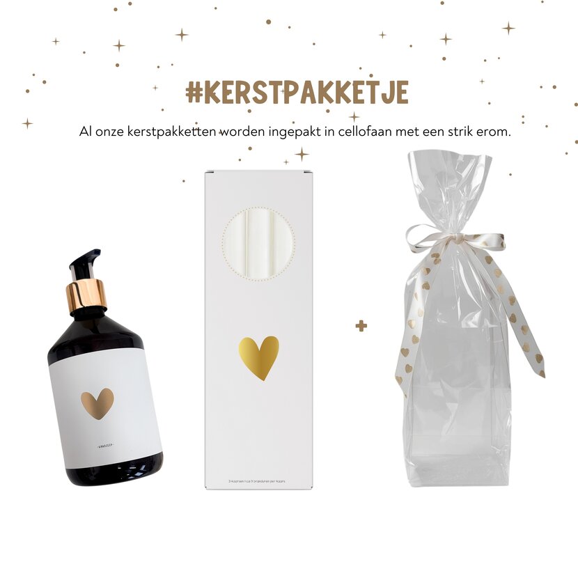 Kerstpakket | Handzeep en kaarsen | In cellofaan