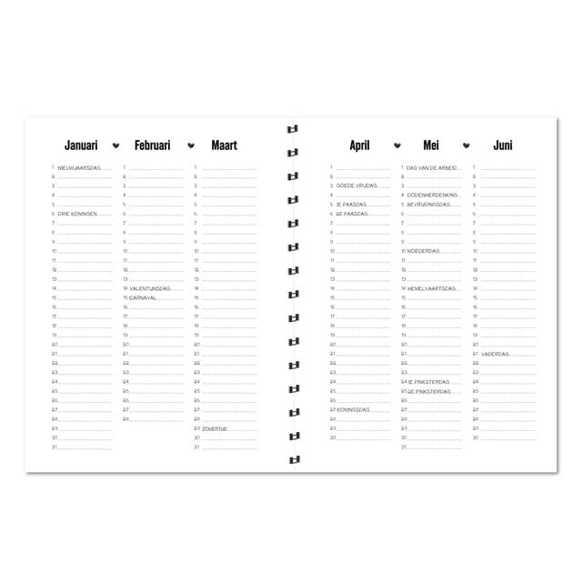 Agenda 2026 | Verticale schrijfrichting | LICHT BESCHADIGD