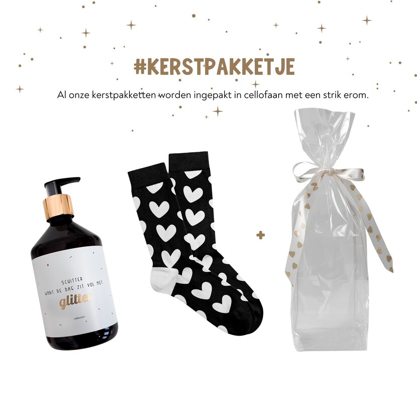 Kerstpakket | Handzeep en sokken | In cellofaan