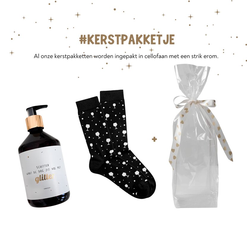 Kerstpakket | Handzeep en sokken | In cellofaan