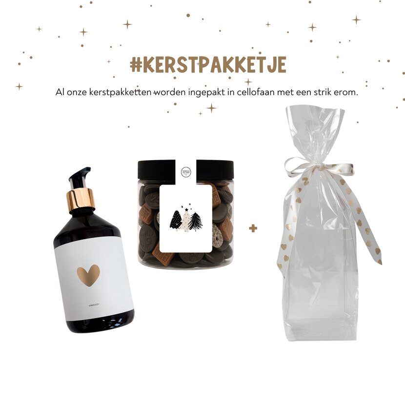 Kerstpakket | Handzeep en smulpotje | In cellofaan