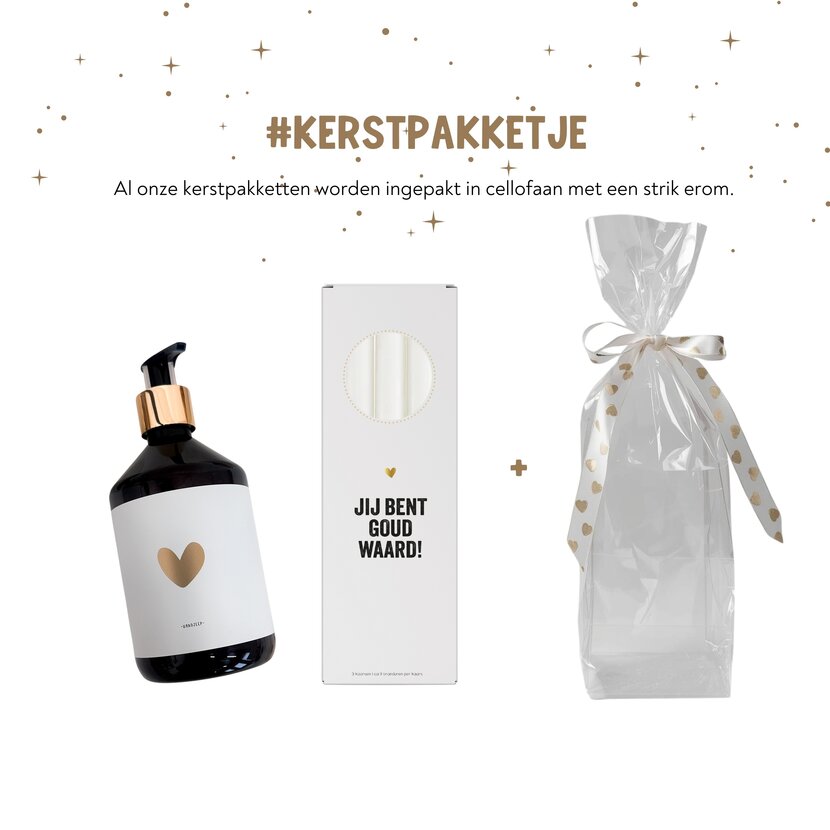 Kerstpakket | Handzeep en kaarsen | In cellofaan