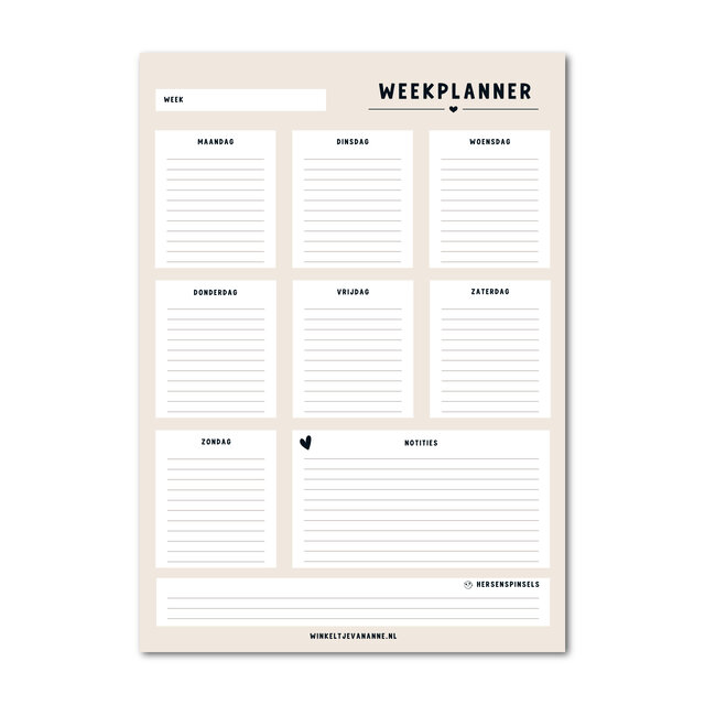 Weekplanner | A4 formaat | Plan je taken