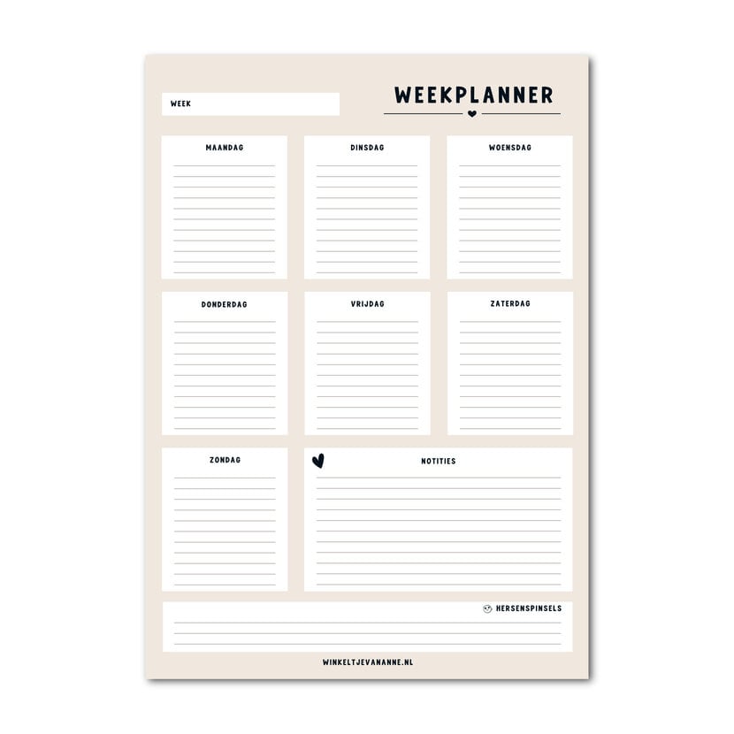 Weekplanner | A4 formaat | Plan je taken