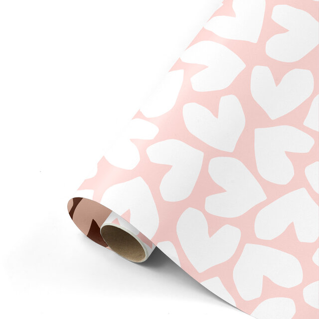 Rol inpakpapier | Big Hearts Pink | 3 meter