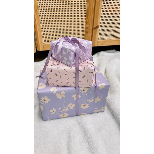 Rol inpakpapier | Confetti Goud Lila | 3 meter