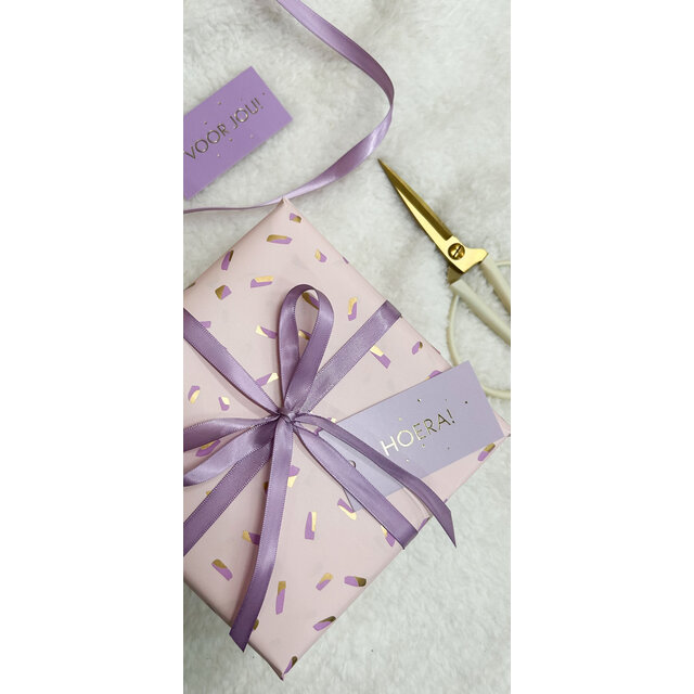Rol inpakpapier | Confetti Goud Lila | 3 meter