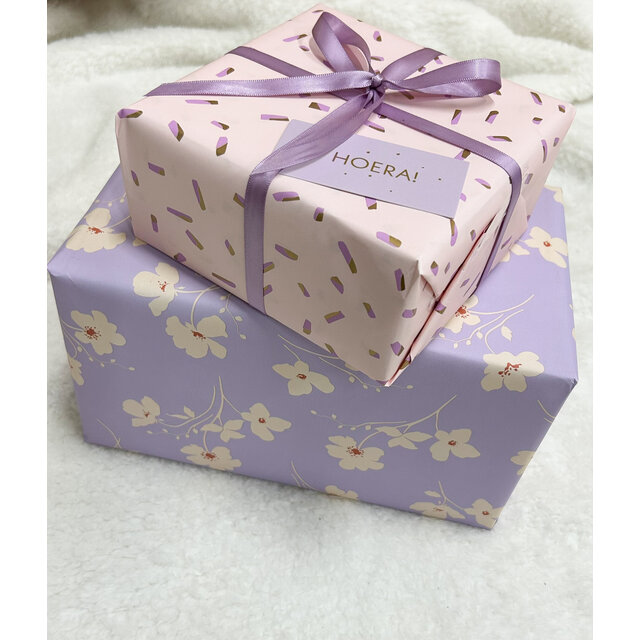 Rol inpakpapier | Flowers Lila | 3 meter