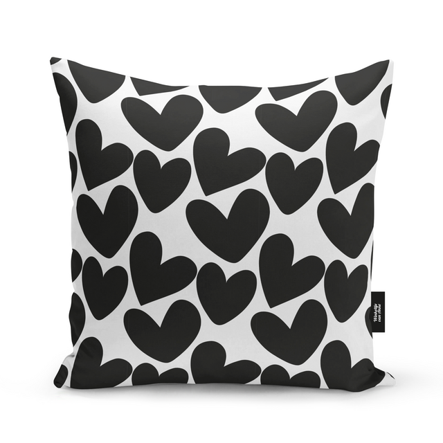 Buitenkussen | SUPERSIZE | 60 x 60 CM | Hearts Black