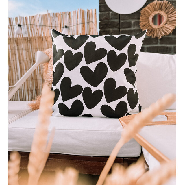 Buitenkussen | SUPERSIZE | 60 x 60 CM | Hearts Black