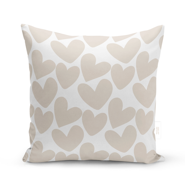 Buitenkussen | SUPERSIZE | 60 x 60 CM | Hearts Beige