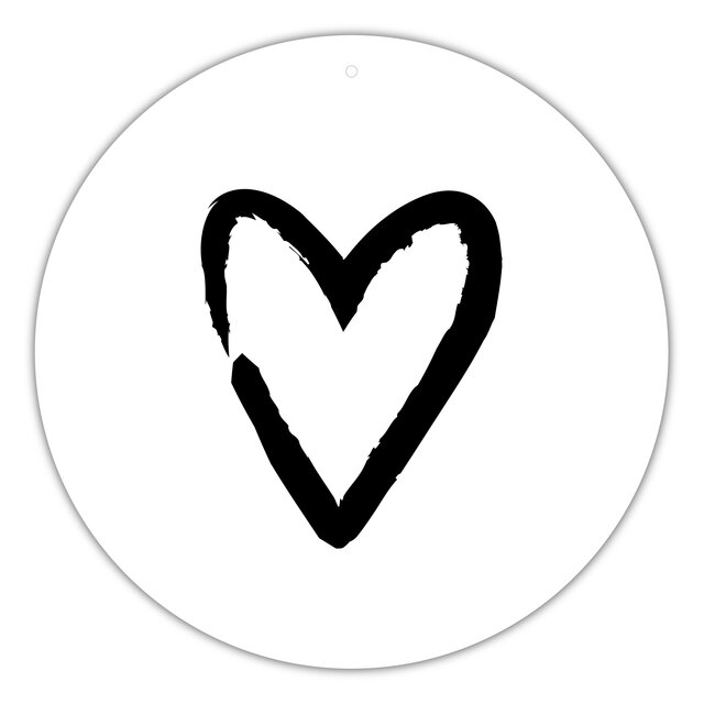 Roundie |  Muurcirkel | Hart Painted | Zwart