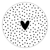 Roundie |  Muurcirkel | Hart Dots | Zwart
