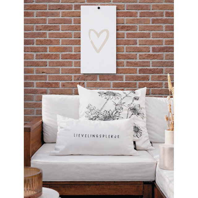 Muurplaat | Hart beige | Painted brush