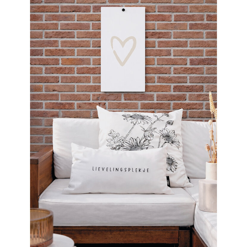 Muurplaat | Hart beige | Painted brush