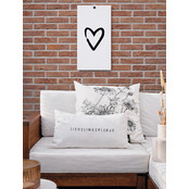 Muurplaat | Hart zwart | Painted brush