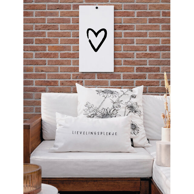 Muurplaat | Hart zwart | Painted brush