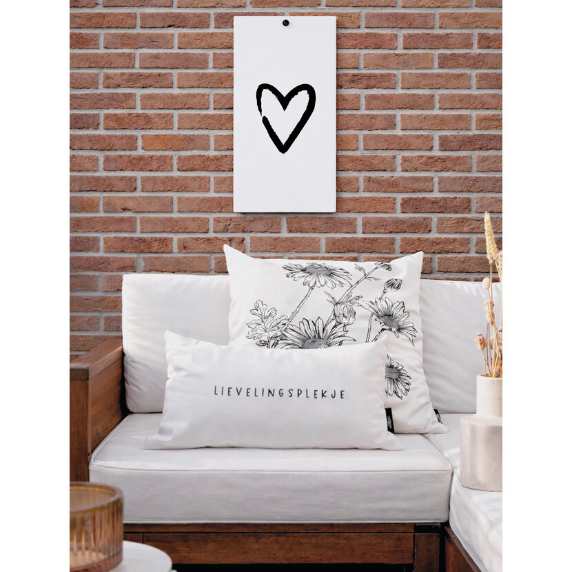 Muurplaat | Hart zwart | Painted brush