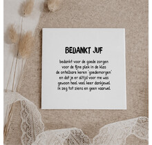 Oud Hollands tegeltje | 11 CM | Bedankt juf