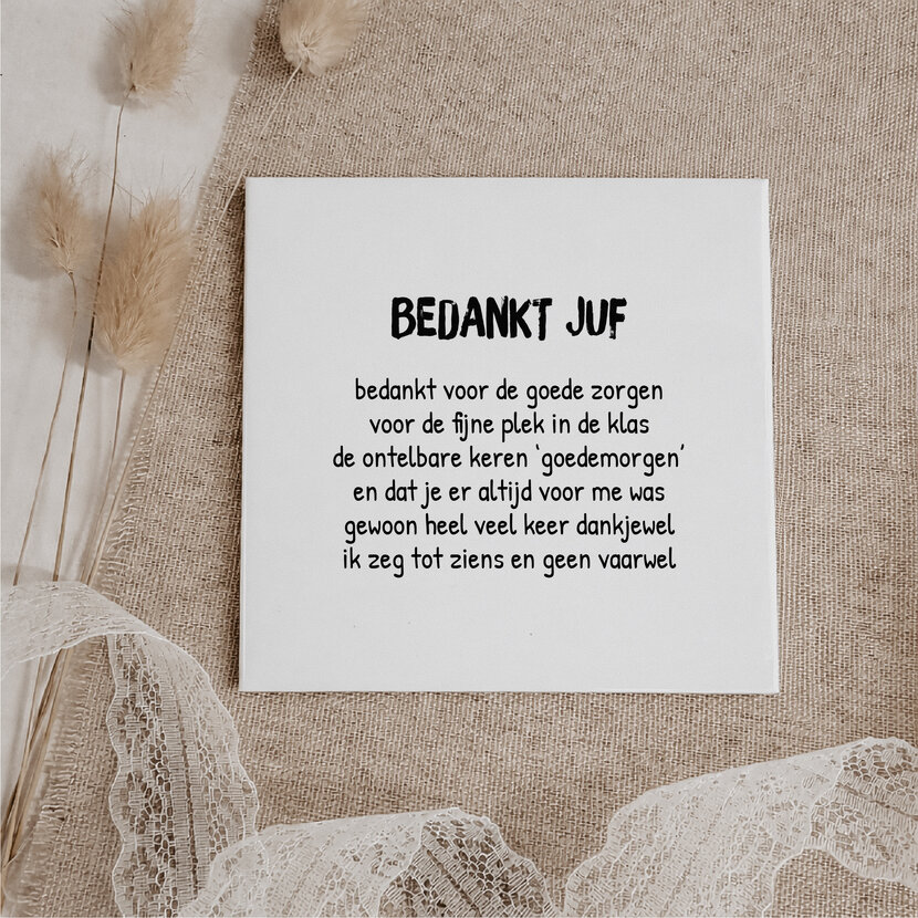 Oud Hollands tegeltje | 11 CM | Bedankt juf