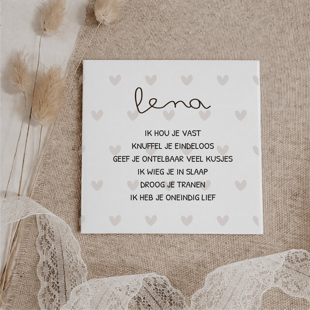 Gepersonaliseerd tegeltje | 11 CM | Naam | Hou ja vast | Hartjes