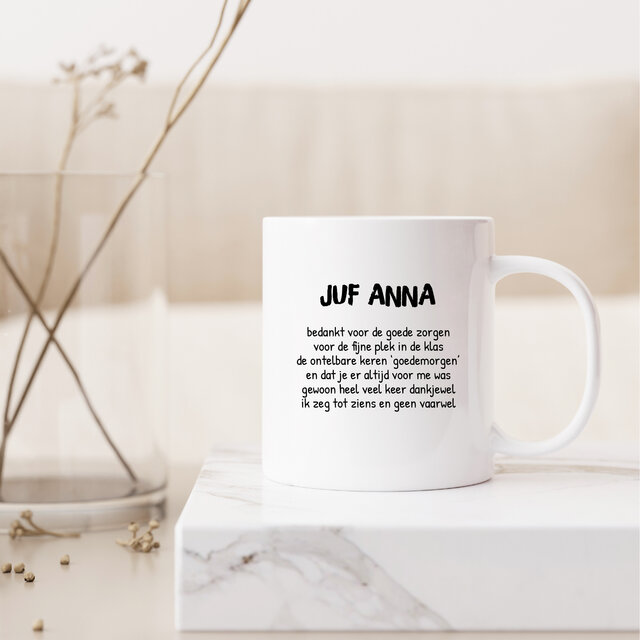 Gepersonaliseerde mok | Juf Gedicht | Met naam naar keuze
