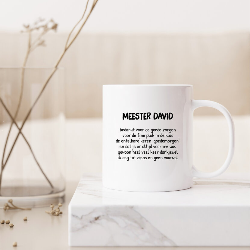 Gepersonaliseerde mok | Meester Gedicht | Met naam naar keuze