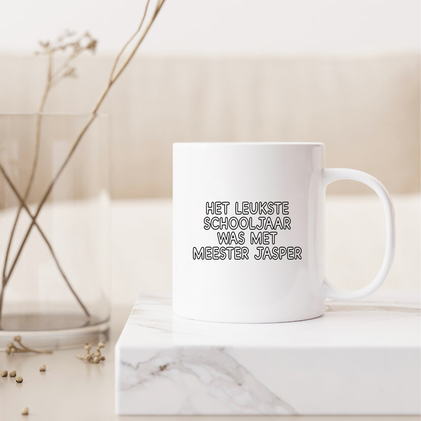 Gepersonaliseerde mok | Meester Schooljaar | Met naam naar keuze