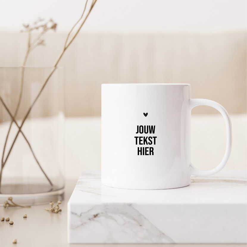 Gepersonaliseerde mok | Met tekst naar keuze | Hartje