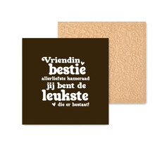 Kleurrijke tegel | 11 CM | Vriendin bestie | Bruin