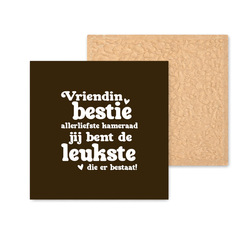 Kleurrijke tegel | 11 CM | Vriendin bestie | Bruin