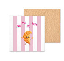 Kleurrijke tegel | 11 CM | La vie est belle | Wit roze