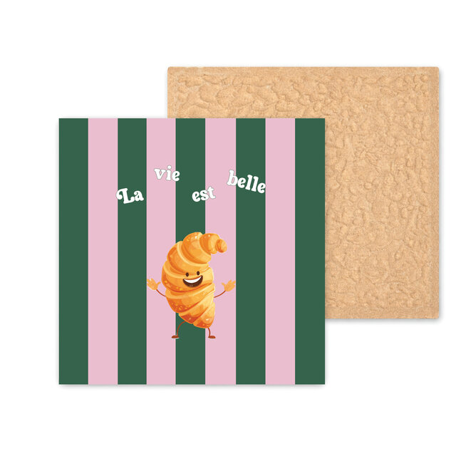 Kleurrijke tegel | 11 CM | La vie est belle | Roze groen