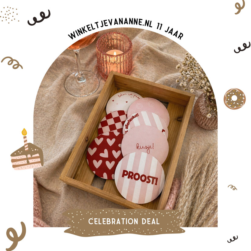 FEEST DEAL | 7 onderzetters | Vintage Rose