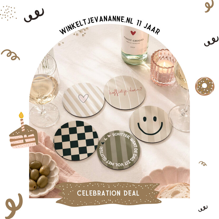 FEEST DEAL | 5 onderzetters | Nature Greens