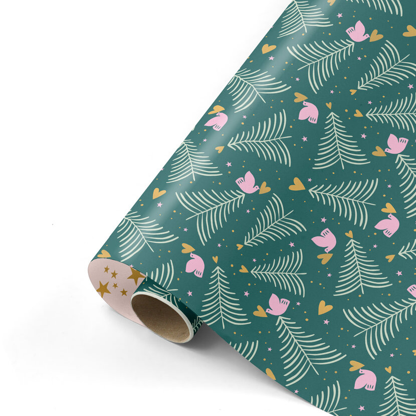 Rol inpakpapier | Boompjes Groen | 3 meter