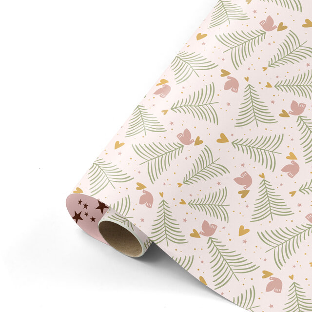Rol inpakpapier | Boompjes Pink | 3 meter