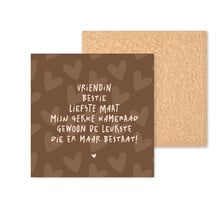 Kleurrijke tegel | 11 CM | Vriendin bestie maat | Bruin