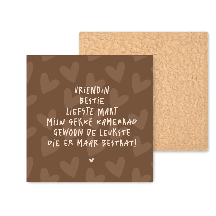 Kleurrijke tegel | 11 CM | Vriendin bestie maat | Bruin