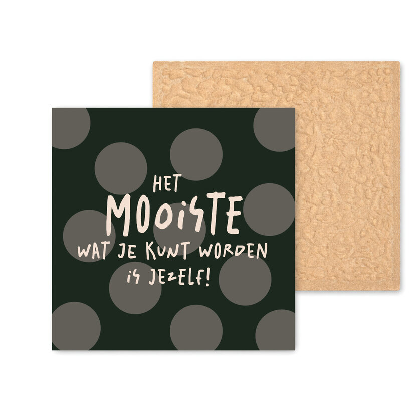 Kleurrijke tegel | 11 CM | Het mooiste wat je kunt worden is jezelf | Groen