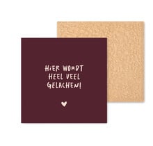 Kleurrijke tegel | 11 CM | Hier wordt heel veel gelachen! | Burgundy
