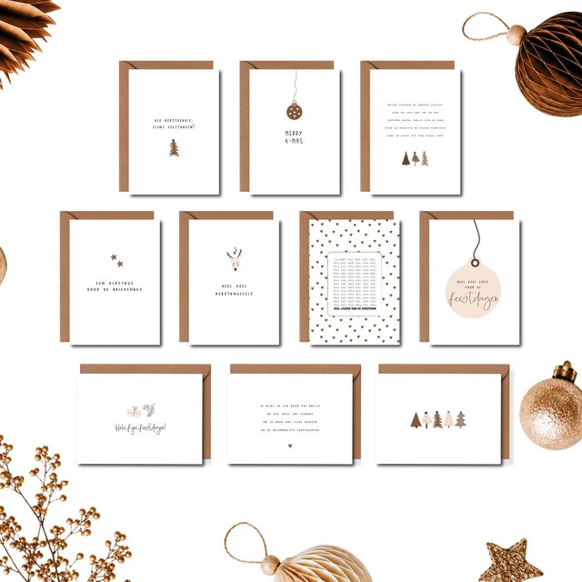 Kerstkaarten voordeelset | 10 stuks | met enveloppen