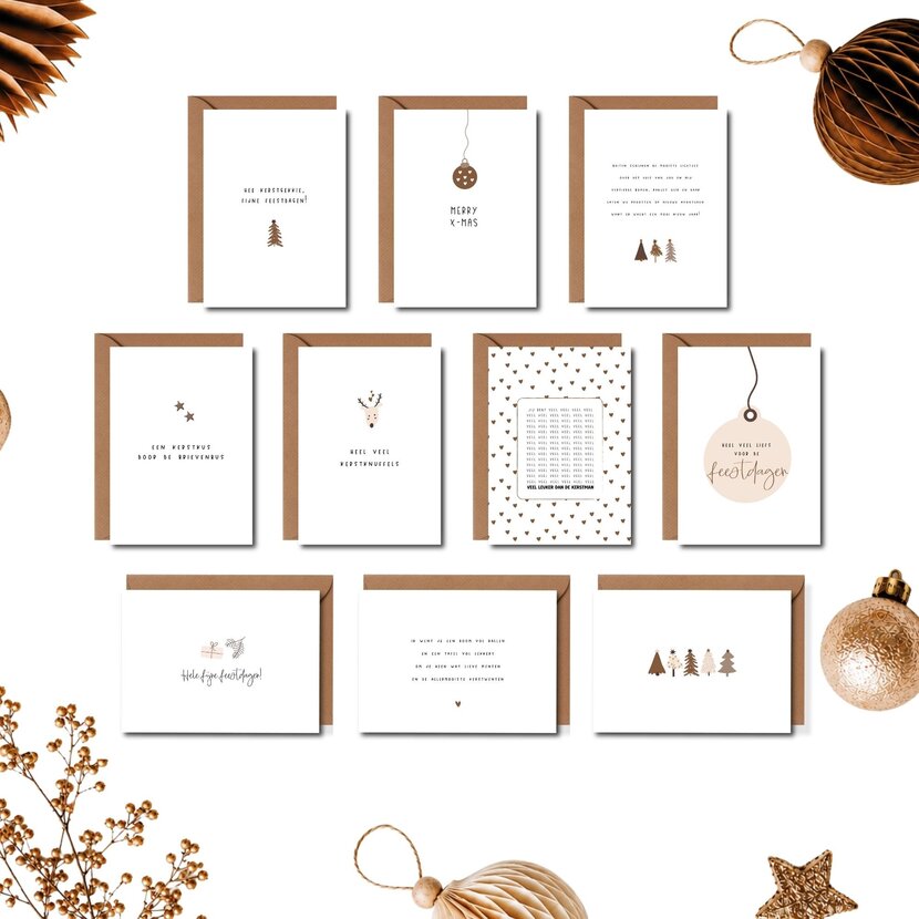 Kerstkaarten voordeelset | 10 stuks | met enveloppen