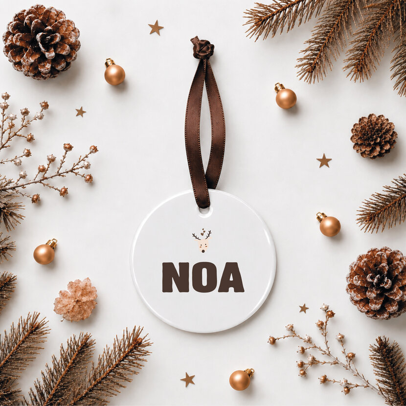 Kerstbal | Rendiertje + naam | Op maat gemaakt
