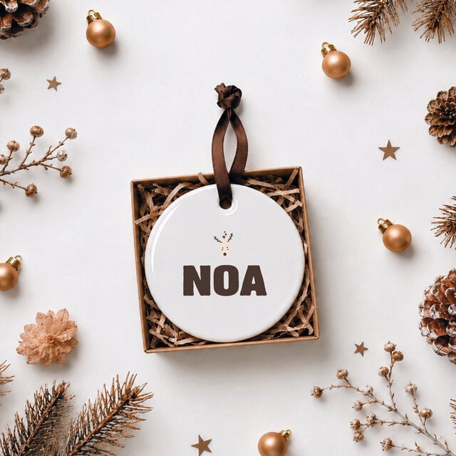 Kerstbal | Rendiertje + naam | Op maat gemaakt