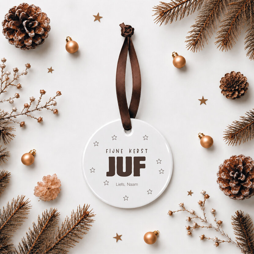 Kerstbal | Fijne kerst juf | Op maat gemaakt