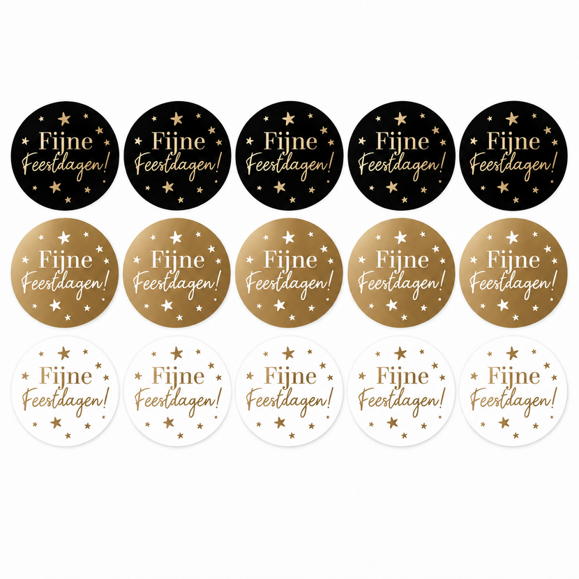 Sticker | Fijne Feestdagen | 3 CM | 15 stuks