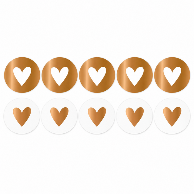Sticker | Hartje Koper/wit | 10 stuks