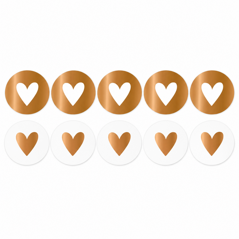 Sticker | Hartje Koper/wit | 10 stuks